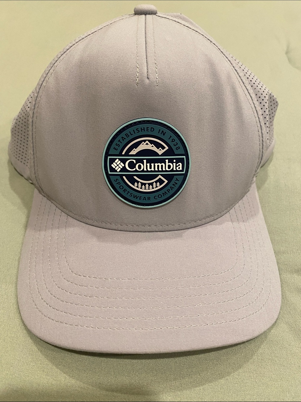 Columbia Light Gray Cap with Teal and Navy Logo Patch